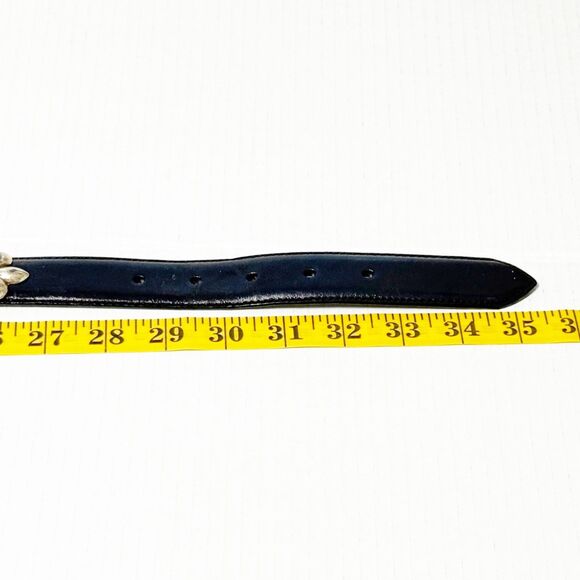 Brighton Museum Collection Vtg Belt 2 Tone Fleur de Lis & Crown 20914 Sz M Navy